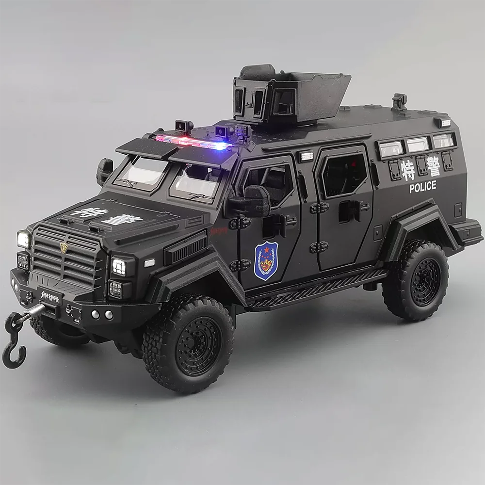 Scale 1:32 Sword Toothed Tiger Police Car Model Toy Alloy Diecast Shock Absorption Off-road Armored Vehicles Interactive Toys
Scale 1:32 Sword Toothed Tiger Police Car Model Toy Alloy Diecast Shock Absorption Off-road Armored Vehicles Interactive Toys