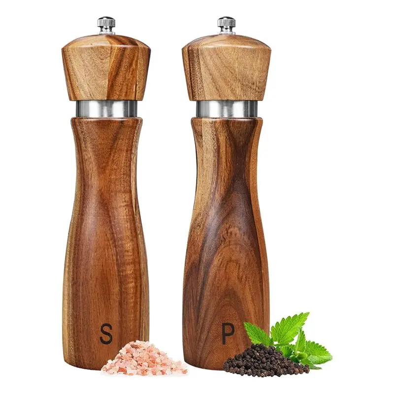 AT14 2 Pack Acacias Wood Salt And Pepper Grinder Set With Adjustable Mechanism Refillable Mills For Fine Or Coarse Spice
AT14 2 Pack Acacias Wood Salt And Pepper Grinder Set With Adjustable Mechanism Refillable Mills For Fine Or Coarse Spice