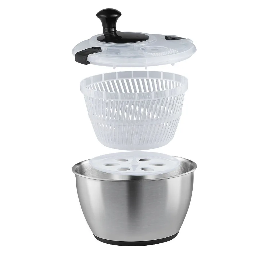Stainless Steel Salad Spinner 4.75Qt Onehanded Easy Press Large Vegetable Dryer Washer Lettuce Cleaner and Dryer with 304 Stai
Stainless Steel Salad Spinner 4.75Qt Onehanded Easy Press Large Vegetable Dryer Washer Lettuce Cleaner and Dryer with 304 Stai