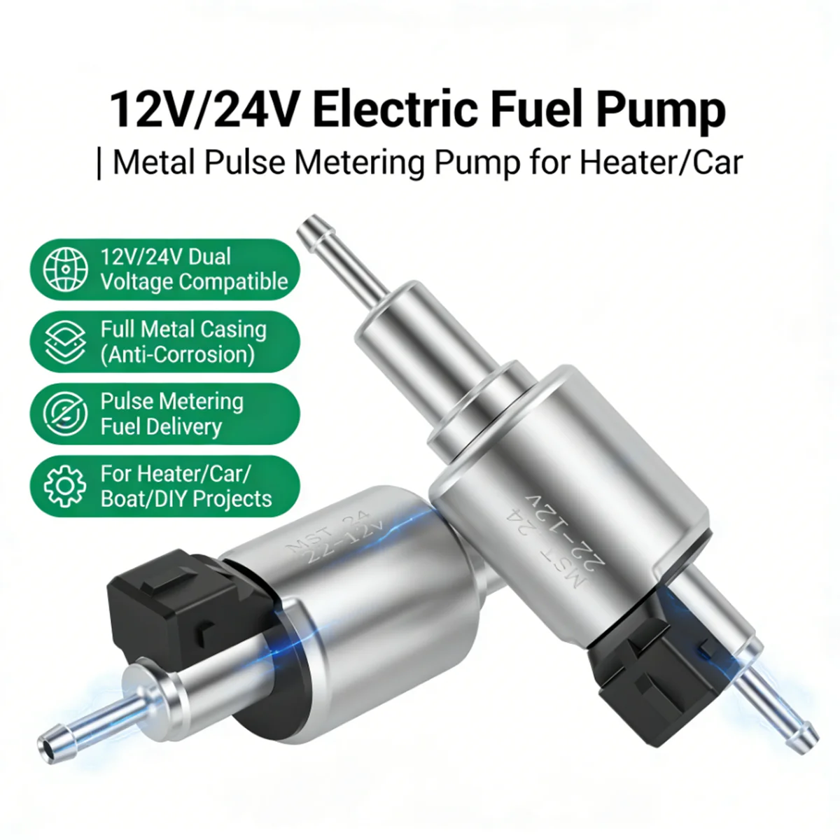 2Pcs Car Diesel Heater Oil Fuel Pump 12V 22ML Pulse Metering Gas Inline Air Heater Fuel Pump for Car Diesel Heater for Car Truck
2Pcs Car Diesel Heater Oil Fuel Pump 12V 22ML Pulse Metering Gas Inline Air Heater Fuel Pump for Car Diesel Heater for Car Truck