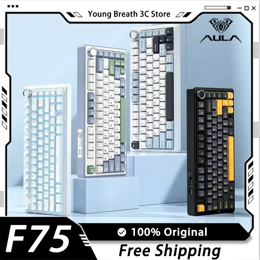AULA F75 Mechanical Keyboard Three Mode Hot Swap Multifunctional Knob RGB Wireless Gaming Keyboard Gasket Pc Gamer Accessories
AULA F75 Mechanical Keyboard Three Mode Hot Swap Multifunctional Knob RGB Wireless Gaming Keyboard Gasket Pc Gamer Accessories