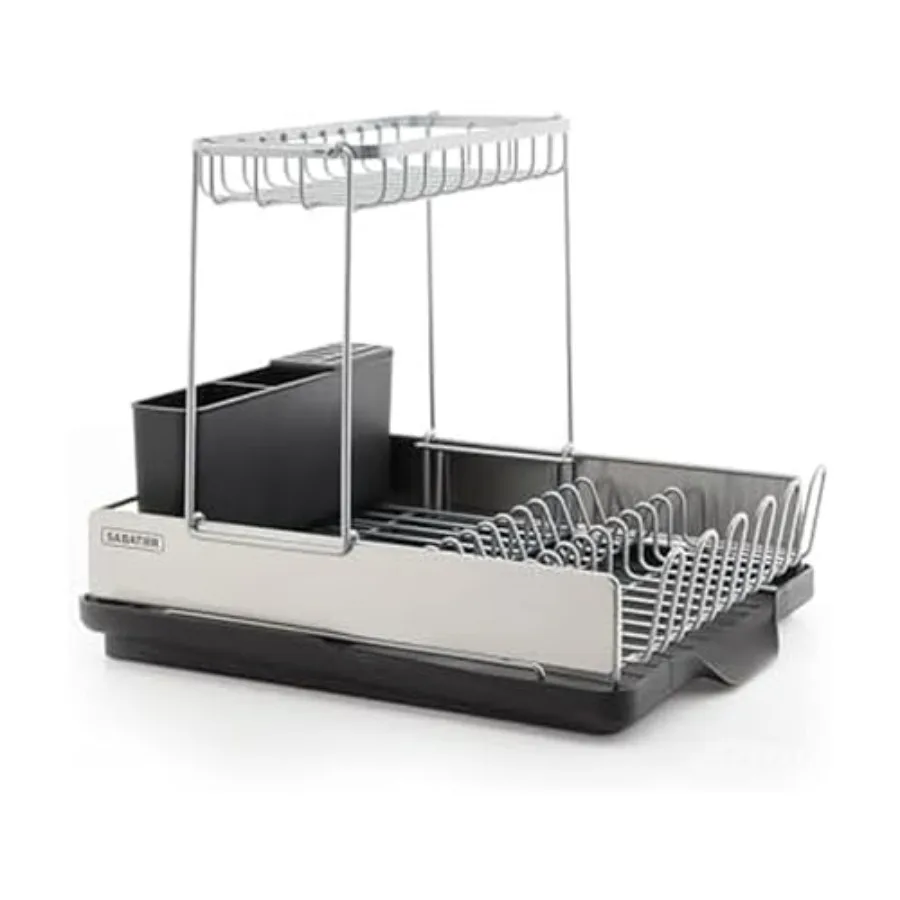 Compact Dish Drying Rack with Rust Resistant Wires and Angled Drain Board in Silver Space Saving Utensil Caddy for Kitchen Sink
Compact Dish Drying Rack with Rust Resistant Wires and Angled Drain Board in Silver Space Saving Utensil Caddy for Kitchen Sink