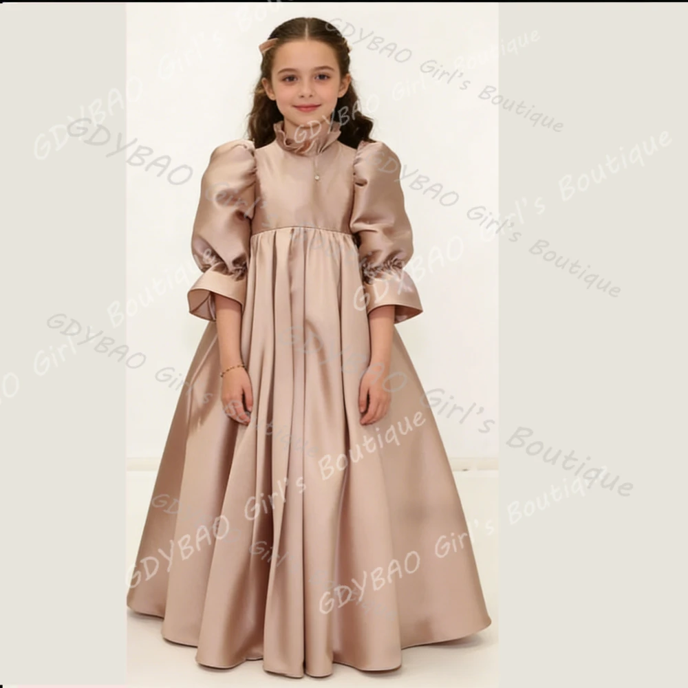 Graceful Satin Flower Girl Dress for Wedding With Bow High Waist Balloon Sleeve Princess Communion Dress Custom Kids Party Gown
Graceful Satin Flower Girl Dress for Wedding With Bow High Waist Balloon Sleeve Princess Communion Dress Custom Kids Party Gown