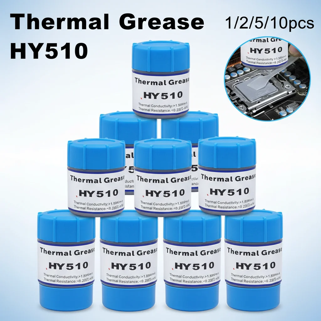 1/2/5/10 шт. 10 г. Термопаста HY510 силиконовая для ЦПУ, теплопроводящая смазка для радиаторов ЦПУ, ГПУ, чипсетов, охлаждения ноутбуков
1/2/5/10 шт. 10 г. Термопаста HY510 силиконовая для ЦПУ, теплопроводящая смазка для радиаторов ЦПУ, ГПУ, чипсетов, охлаждения ноутбуков