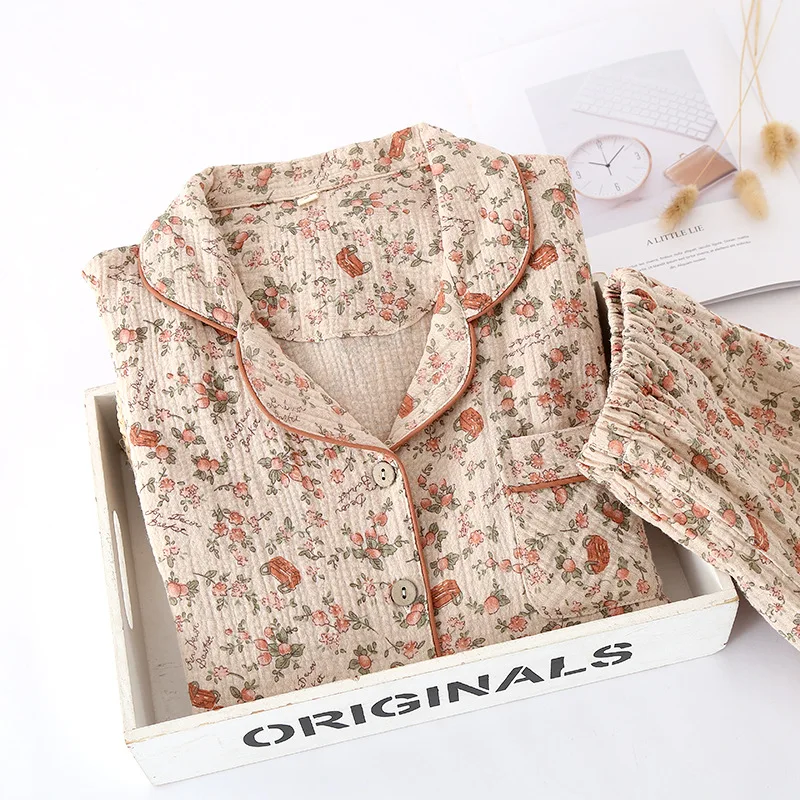 Wholesale & Retail Pajamas Women's Cotton Summer Thin Double Layer Cotton Yarn Crepe Cotton Short Sleeve Shorts Loungewear Set
Wholesale & Retail Pajamas Women's Cotton Summer Thin Double Layer Cotton Yarn Crepe Cotton Short Sleeve Shorts Loungewear Set