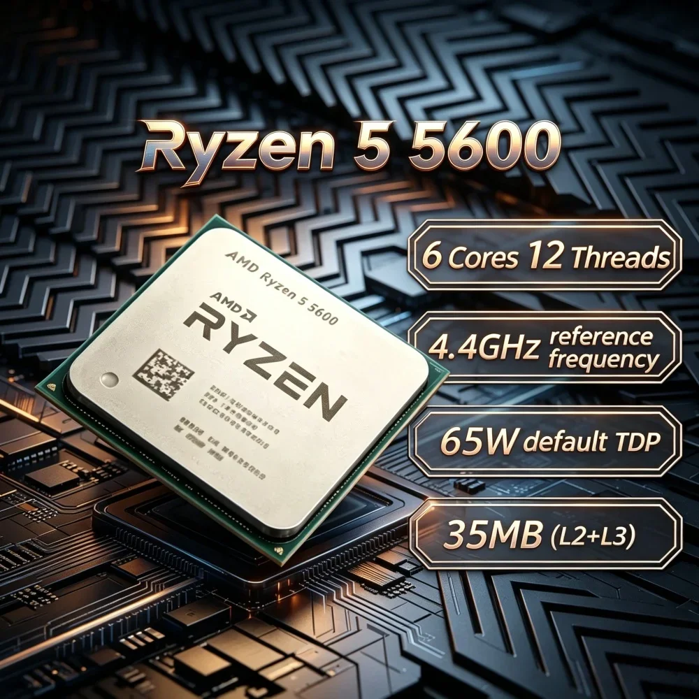 AMD Ryzen 5 5600 High-Performance Unlocked CPU, 3.5GHz 6C12T, AM4 Socket Premium Chip No Retail Package
AMD Ryzen 5 5600 High-Performance Unlocked CPU, 3.5GHz 6C12T, AM4 Socket Premium Chip No Retail Package