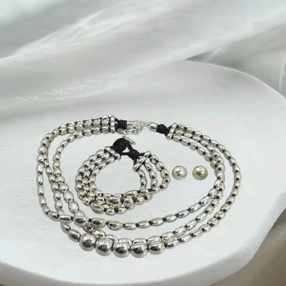 2026 Spanish Heavy Industries Unique Silver Multi layer Bead Set Jewelry Three Piece Set Couple Gift
2026 Spanish Heavy Industries Unique Silver Multi layer Bead Set Jewelry Three Piece Set Couple Gift