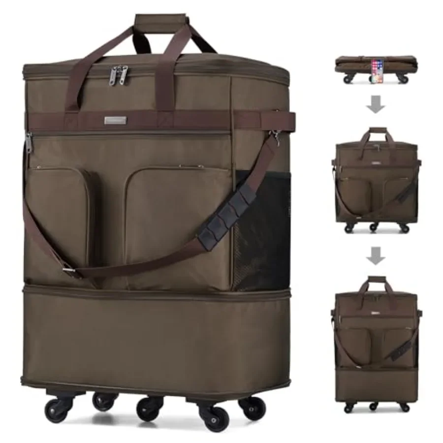 Expandable Collapsible Luggage with Wheels Suitcase for Travel, Polyester Fabric, Coffee Color, Lightweight Large Capacity with
Expandable Collapsible Luggage with Wheels Suitcase for Travel, Polyester Fabric, Coffee Color, Lightweight Large Capacity with