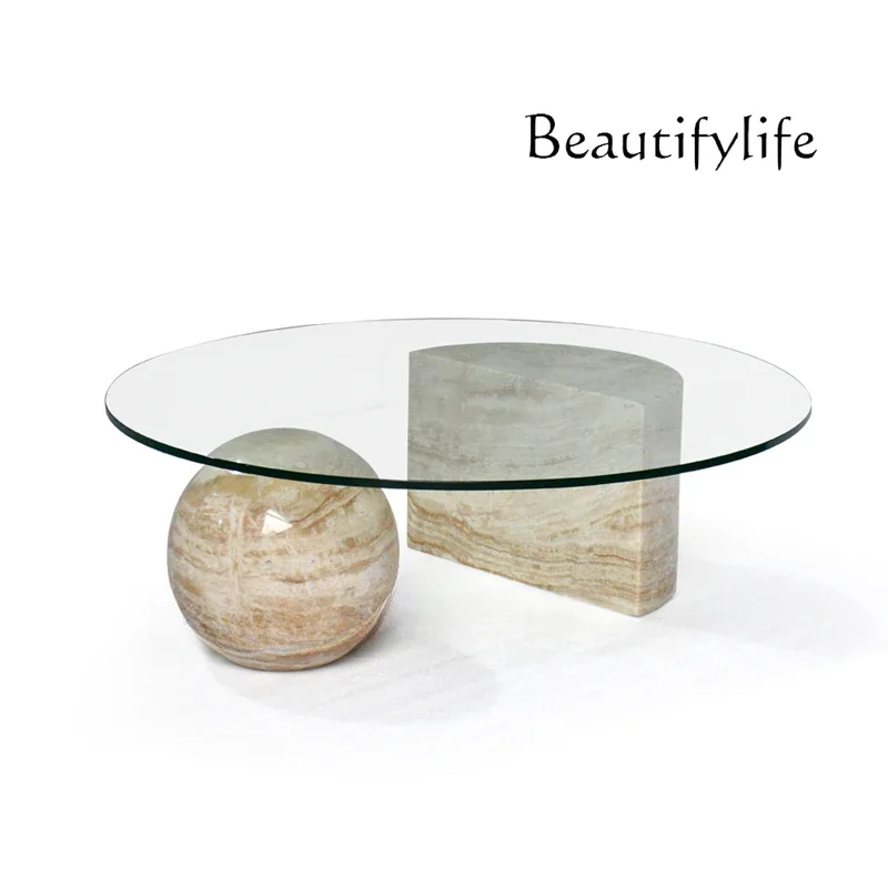 Simple and Natural Marble round Living Room Coffee Table Designer Model Small Apartment Glass Coffee Table
Simple and Natural Marble round Living Room Coffee Table Designer Model Small Apartment Glass Coffee Table