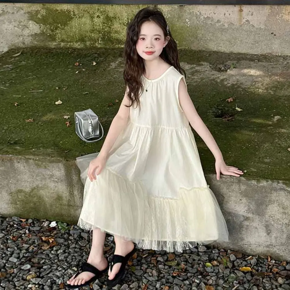 Elegant Loose Girls Sleeveless Dress Lace Mesh Teenagers Summer Kids Dresses Pleated Sweet Children Princess Dress Students
Elegant Loose Girls Sleeveless Dress Lace Mesh Teenagers Summer Kids Dresses Pleated Sweet Children Princess Dress Students