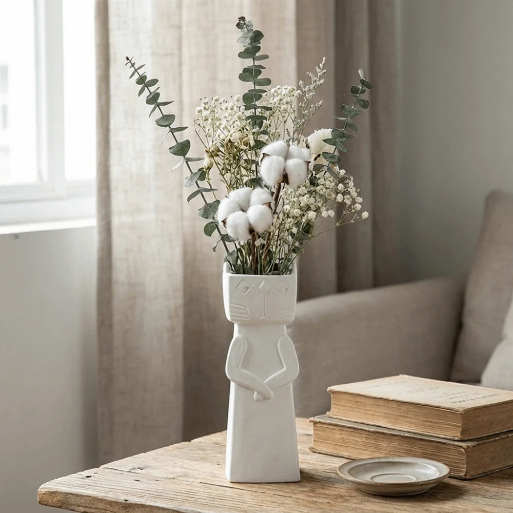 Artistic Atmosphere Cartoon Cat Ceramic Vase Minimalist Stable Flower Vase Decorative Non Slip Base Flower Pot Office
Artistic Atmosphere Cartoon Cat Ceramic Vase Minimalist Stable Flower Vase Decorative Non Slip Base Flower Pot Office