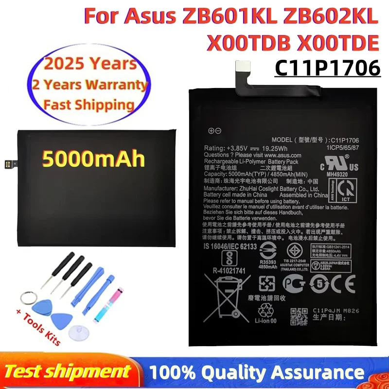 100% Original High Capacity C11P1706 Phone Battery For Asus ZB601KL ZB602KL X00TDB X00TDE 5000mAh Batteries Bateria+Free Tools
100% Original High Capacity C11P1706 Phone Battery For Asus ZB601KL ZB602KL X00TDB X00TDE 5000mAh Batteries Bateria+Free Tools