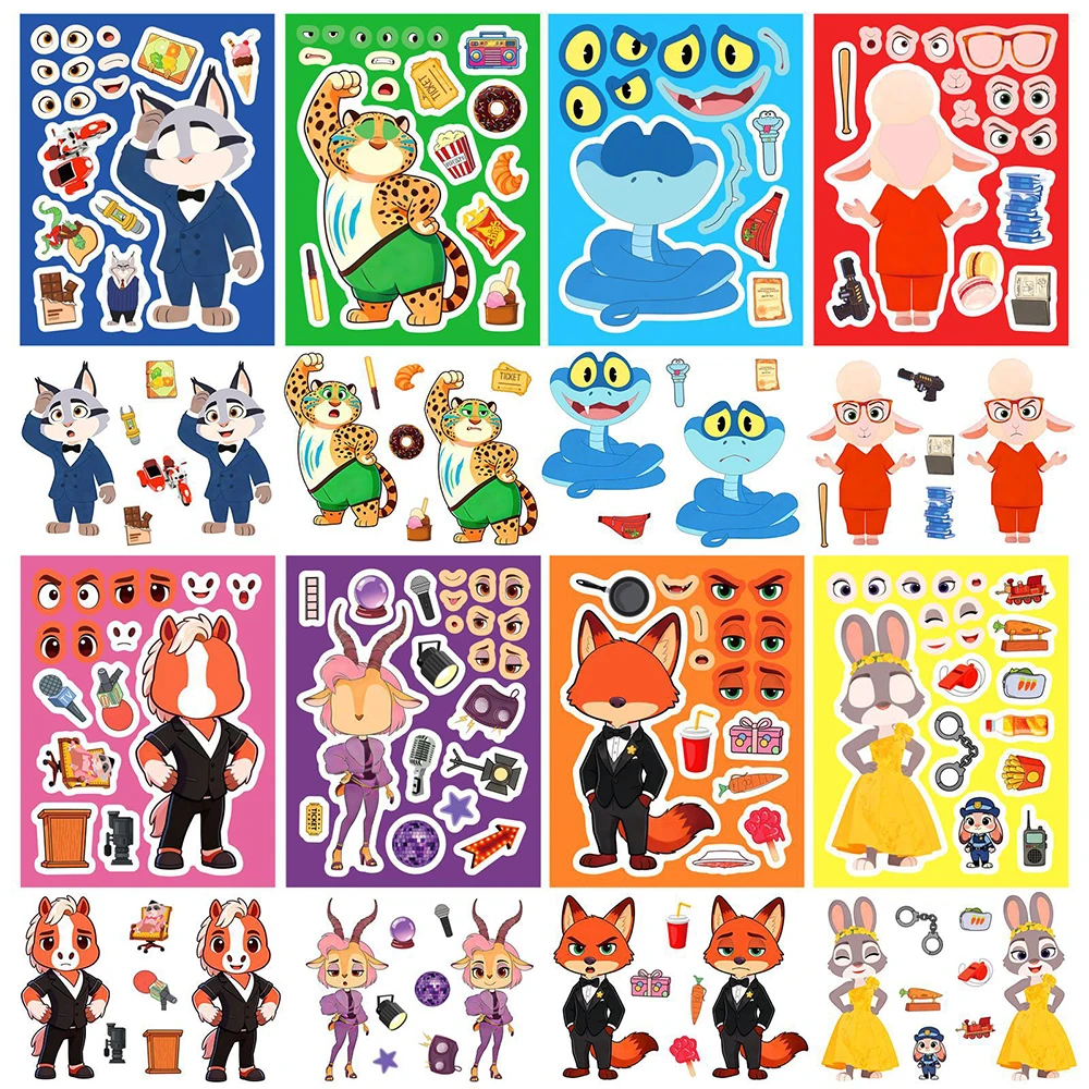 8/16sheets Cute Q Version Disney Zootopia 2 Puzzle Stickers Cartoon Nick Judy Make a Face DIY Assemble Jigsaw Decals Decoration
8/16sheets Cute Q Version Disney Zootopia 2 Puzzle Stickers Cartoon Nick Judy Make a Face DIY Assemble Jigsaw Decals Decoration