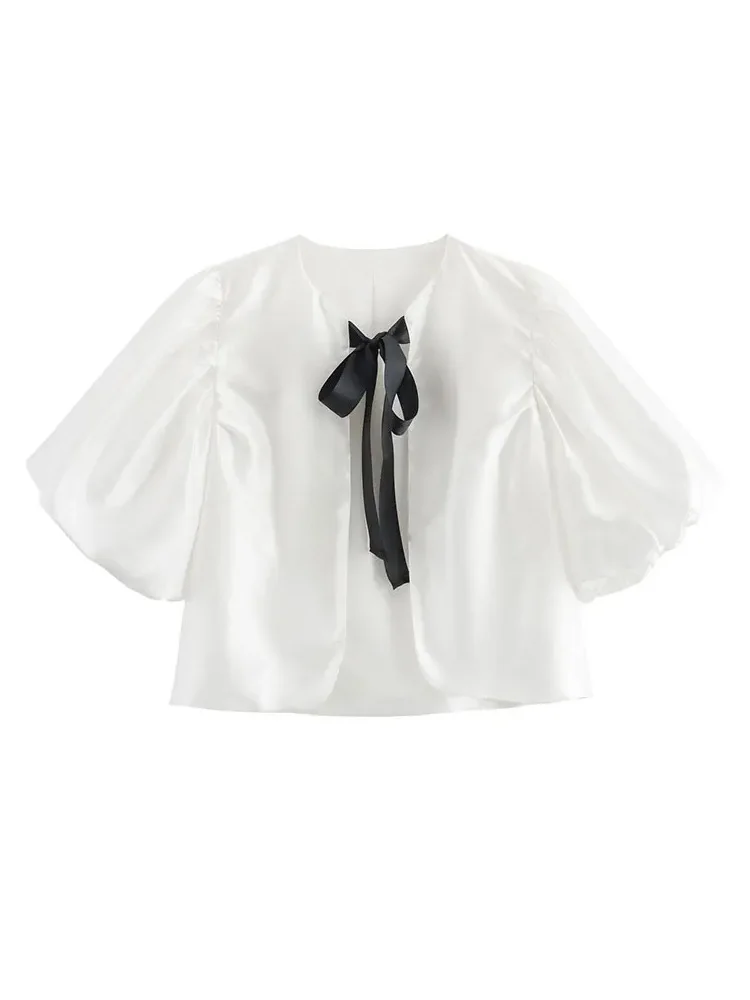 HH TRAF Women's Summer Summer Lace-up Chiffon Crop Top Fashion Open Front Puff Short Sleeves Tops Female Casual Round Neck Top
HH TRAF Women's Summer Summer Lace-up Chiffon Crop Top Fashion Open Front Puff Short Sleeves Tops Female Casual Round Neck Top