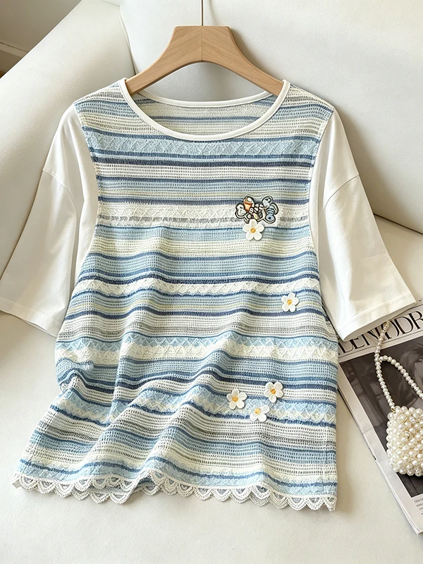 plus Size Summer Knitted Embroidered Top Slimming Cover Belly T-Shirt Vest Fashionable Breathable Casual Women's Clothing
plus Size Summer Knitted Embroidered Top Slimming Cover Belly T-Shirt Vest Fashionable Breathable Casual Women's Clothing