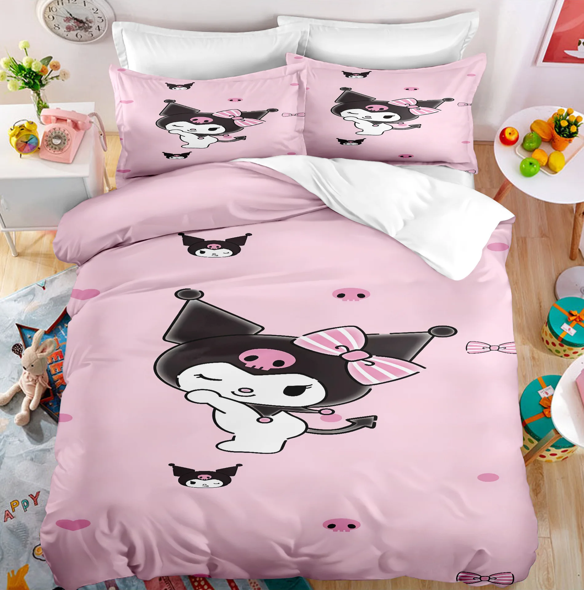 Sanrio мультфильм Kuromi серии Модные постельные принадлежности Мелодия Детская Спальня Декор двойная кровать наволочка пододеяльник
Sanrio мультфильм Kuromi серии Модные постельные принадлежности Мелодия Детская Спальня Декор двойная кровать наволочка пододеяльник