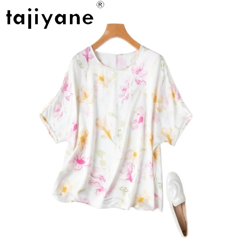 TAJIYANE 100% Mulberry Silk T Shirts for Woman Summer Batwing Sleeves T Shirt Casual Tops Loose Fit Women Clothing Футболка 2025
TAJIYANE 100% Mulberry Silk T Shirts for Woman Summer Batwing Sleeves T Shirt Casual Tops Loose Fit Women Clothing Футболка 2025