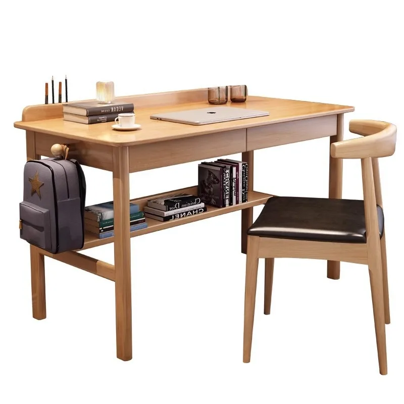 Solid wood desk, simple office study table with drawers, student home writing desk
Solid wood desk, simple office study table with drawers, student home writing desk