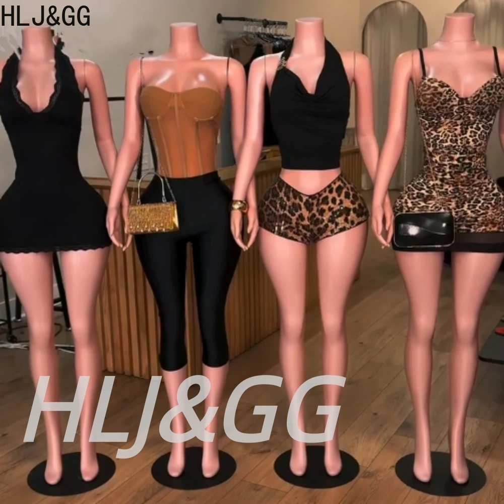 HLJ&GG Sexy Halter Ruched Sleeveless Top Two Piece Sets Women Backless Slim Crop Vest+Leopard Sequin Shorts Outfits Streetwear
HLJ&GG Sexy Halter Ruched Sleeveless Top Two Piece Sets Women Backless Slim Crop Vest+Leopard Sequin Shorts Outfits Streetwear
