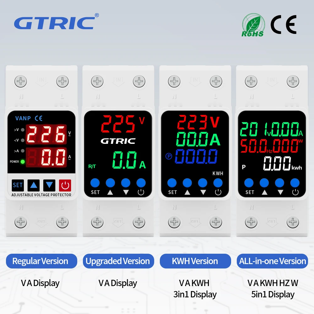 GTRIC Voltage Protection Relay Din Rail Over Under Voltage Protector 230VAC 40A 63A Adjustable Voltage Current Protection Device
GTRIC Voltage Protection Relay Din Rail Over Under Voltage Protector 230VAC 40A 63A Adjustable Voltage Current Protection Device