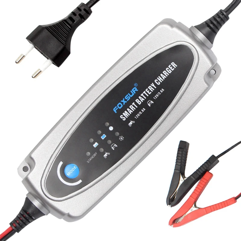 FOXSUR 12V 0.8A/3.6A умное зарядное устройство для аккумуляторов, свинцово-Кислотное зарядное устройство для автомобиля, мотоцикла, европейская вилка
FOXSUR 12V 0.8A/3.6A умное зарядное устройство для аккумуляторов, свинцово-Кислотное зарядное устройство для автомобиля, мотоцикла, европейская вилка