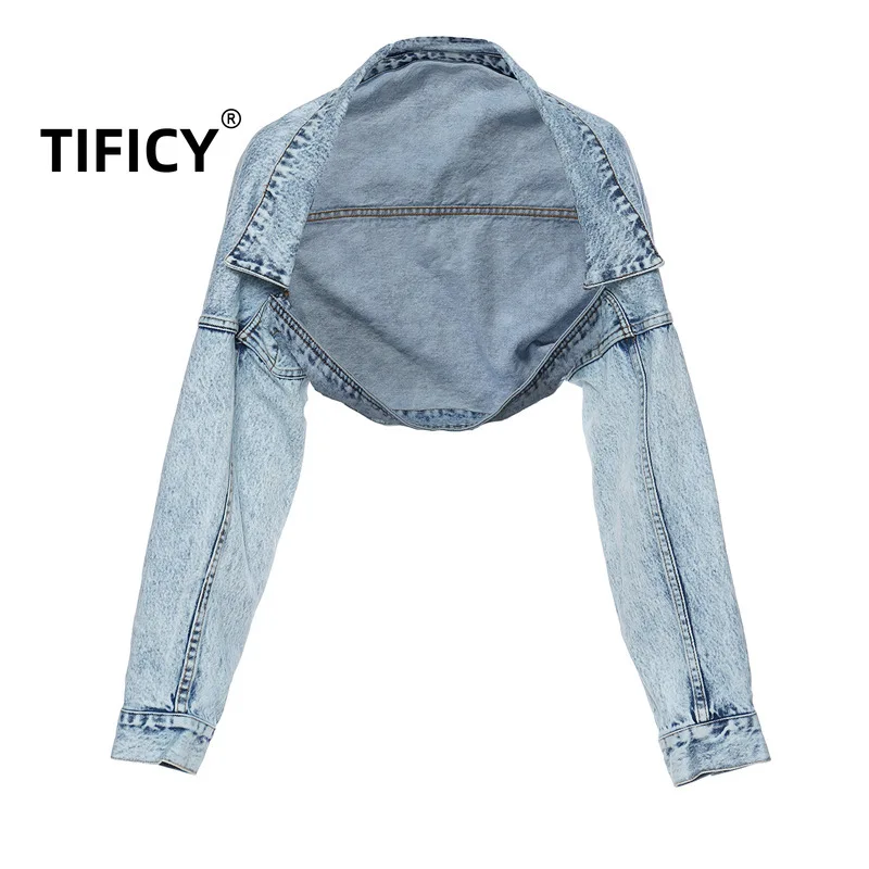 TIFICY Personalized Cut Off Shoulder Design Motorcycle Jean Short Jacket Women's Short Denim Coat Top
TIFICY Personalized Cut Off Shoulder Design Motorcycle Jean Short Jacket Women's Short Denim Coat Top
