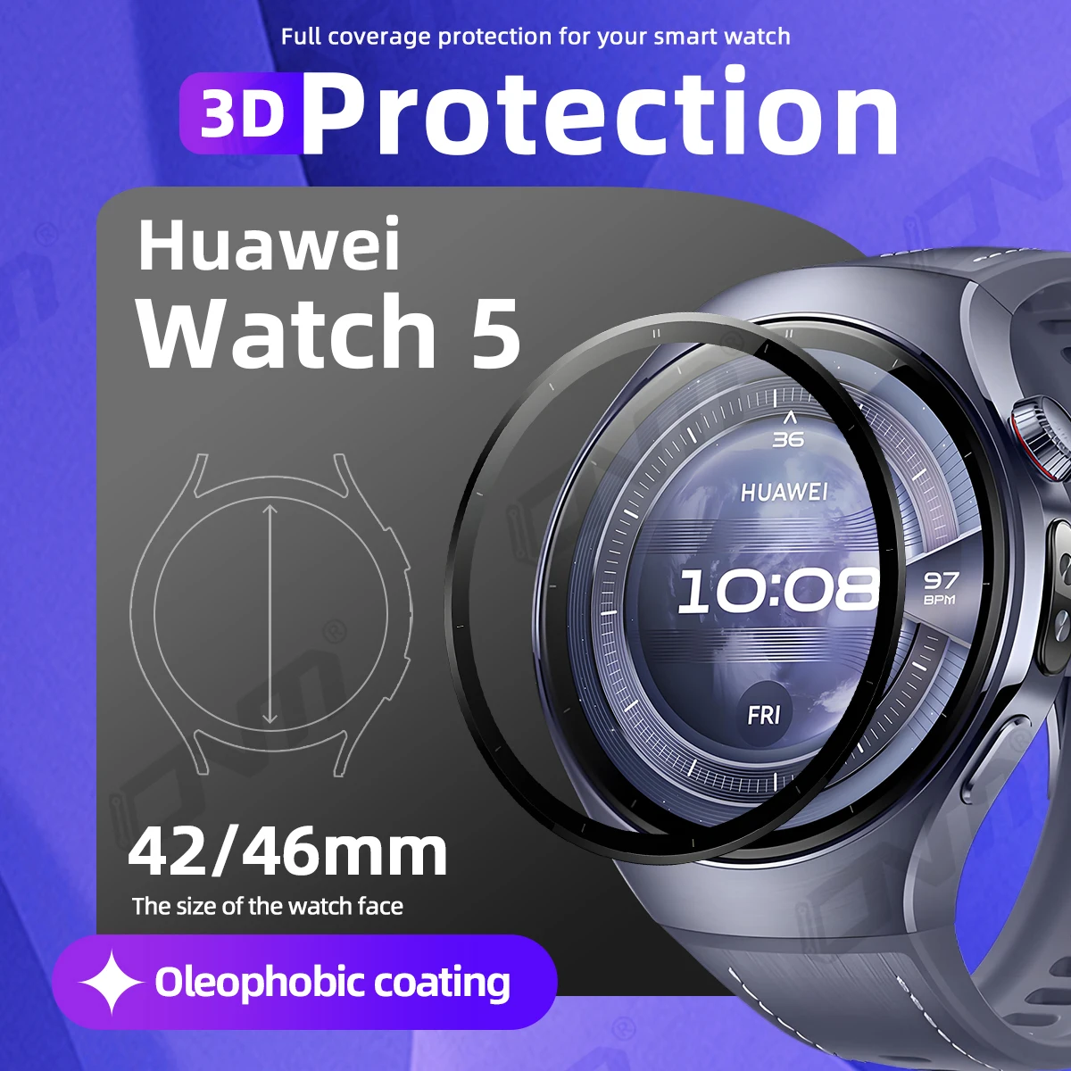 Screen Protector for Huawei Watch 5 46mm - 3D Full Cover 99% HD Anti-scratch Protection Film Bubble-Free Accessories (NOT Glass)
Screen Protector for Huawei Watch 5 46mm - 3D Full Cover 99% HD Anti-scratch Protection Film Bubble-Free Accessories (NOT Glass)