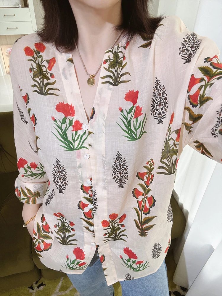 Французская свободная льняная рубашка с V-образным вырезом и длинными рукавами, с принтом, повседневная, удобная, женская, летняя, модная, дышащая, тонкая рубашка
Французская свободная льняная рубашка с V-образным вырезом и длинными рукавами, с принтом, повседневная, удобная, женская, летняя, модная, дышащая, тонкая рубашка
