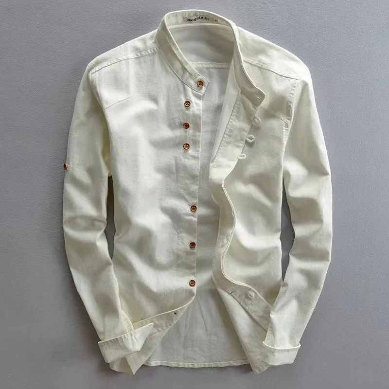 Mens Linen Cotton Shirt Harajuku Stand Collar Long Sleeve Slim Fit Male Classical Tops Men's Retro Buckle Jacket Chinese Button
Mens Linen Cotton Shirt Harajuku Stand Collar Long Sleeve Slim Fit Male Classical Tops Men's Retro Buckle Jacket Chinese Button