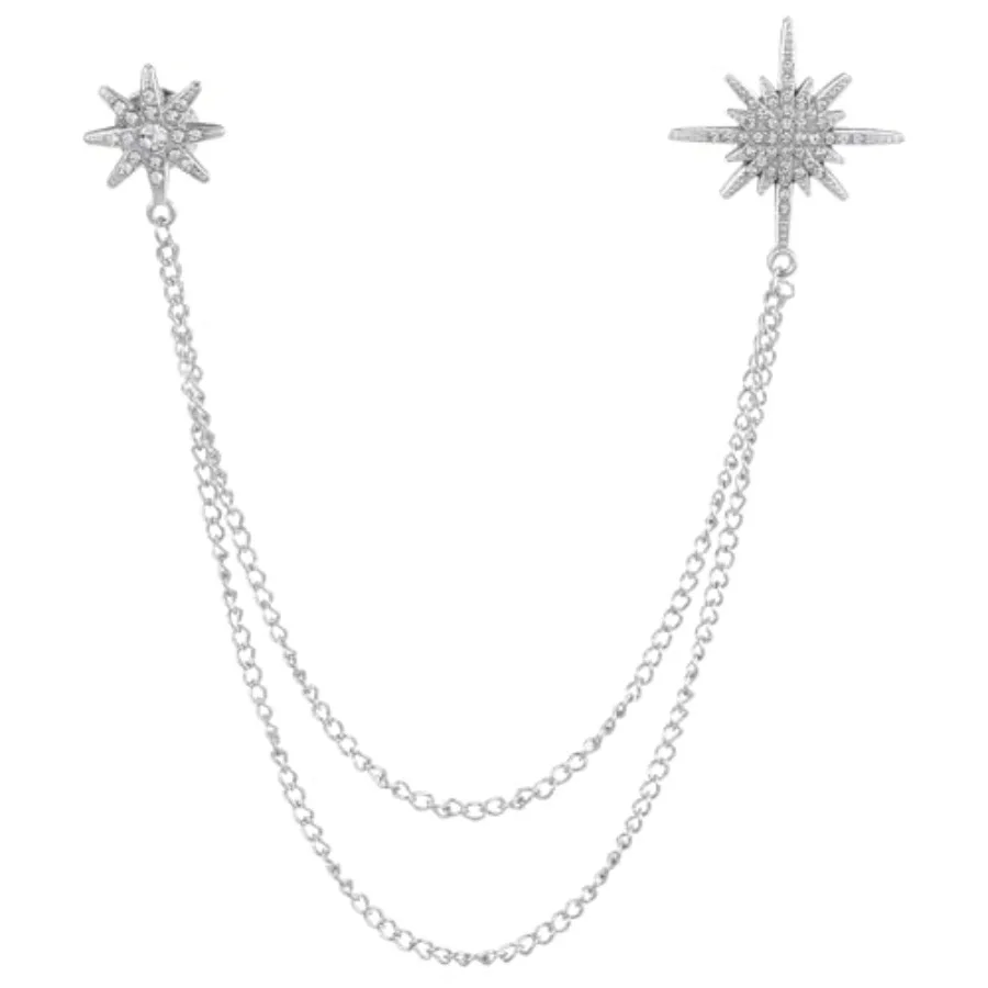 Silver Brooch Star Brooches Rhinestone Brooch Pin for Dress Suit Accessories with Tassel Chain Clothing Clip Women Men Birthday
Silver Brooch Star Brooches Rhinestone Brooch Pin for Dress Suit Accessories with Tassel Chain Clothing Clip Women Men Birthday