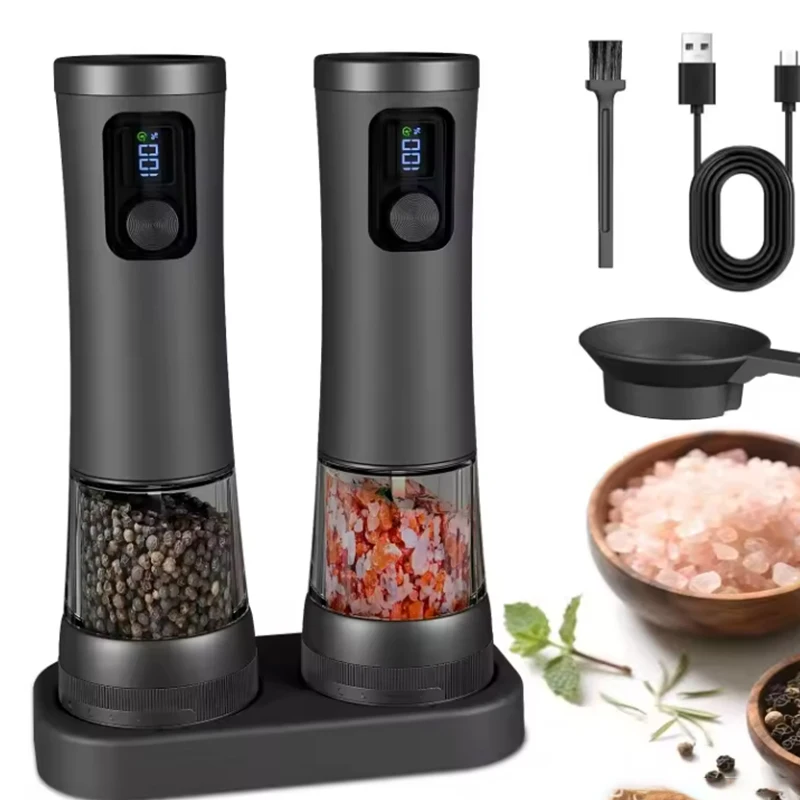Электрический набор для мельницы для соли и перца, перезаряжаемый через USB, прочный, современный стиль, регулируемая грубость, со светодиодной подсветкой, многоразовый
Электрический набор для мельницы для соли и перца, перезаряжаемый через USB, прочный, современный стиль, регулируемая грубость, со светодиодной подсветкой, многоразовый