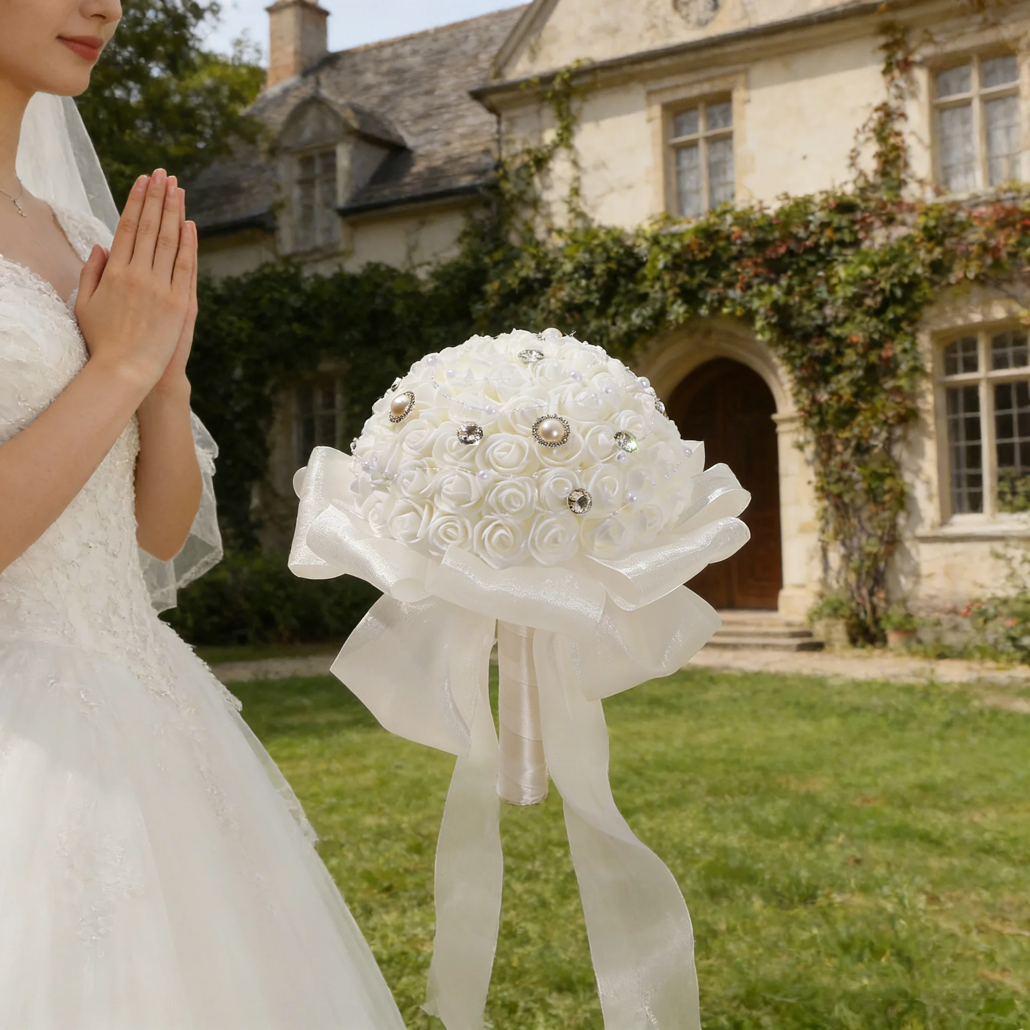 Romantic Wedding Bouquet for Bride Groom Flower Arrangement Decorative Silk Lilies of the Valley in a Glass Vase
Romantic Wedding Bouquet for Bride Groom Flower Arrangement Decorative Silk Lilies of the Valley in a Glass Vase