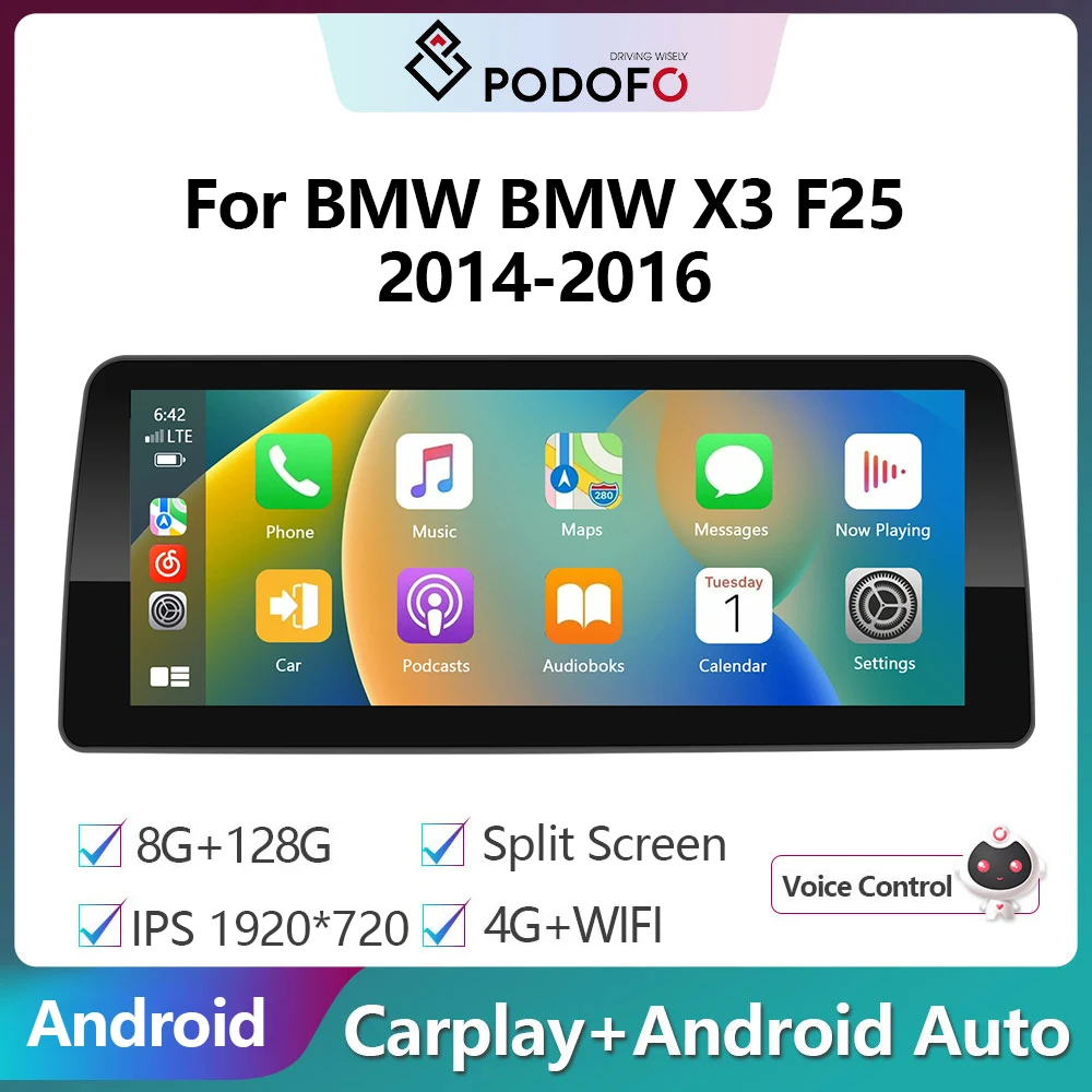 Автомагнитола Podofo, Android, GPS, 12,3 дюйма, для BMW X3 F25 2014-2016, 8 ядер, 8 + 128 ГГц, 4G, Wi-Fi, GPS, Bluetooth
Автомагнитола Podofo, Android, GPS, 12,3 дюйма, для BMW X3 F25 2014-2016, 8 ядер, 8 + 128 ГГц, 4G, Wi-Fi, GPS, Bluetooth