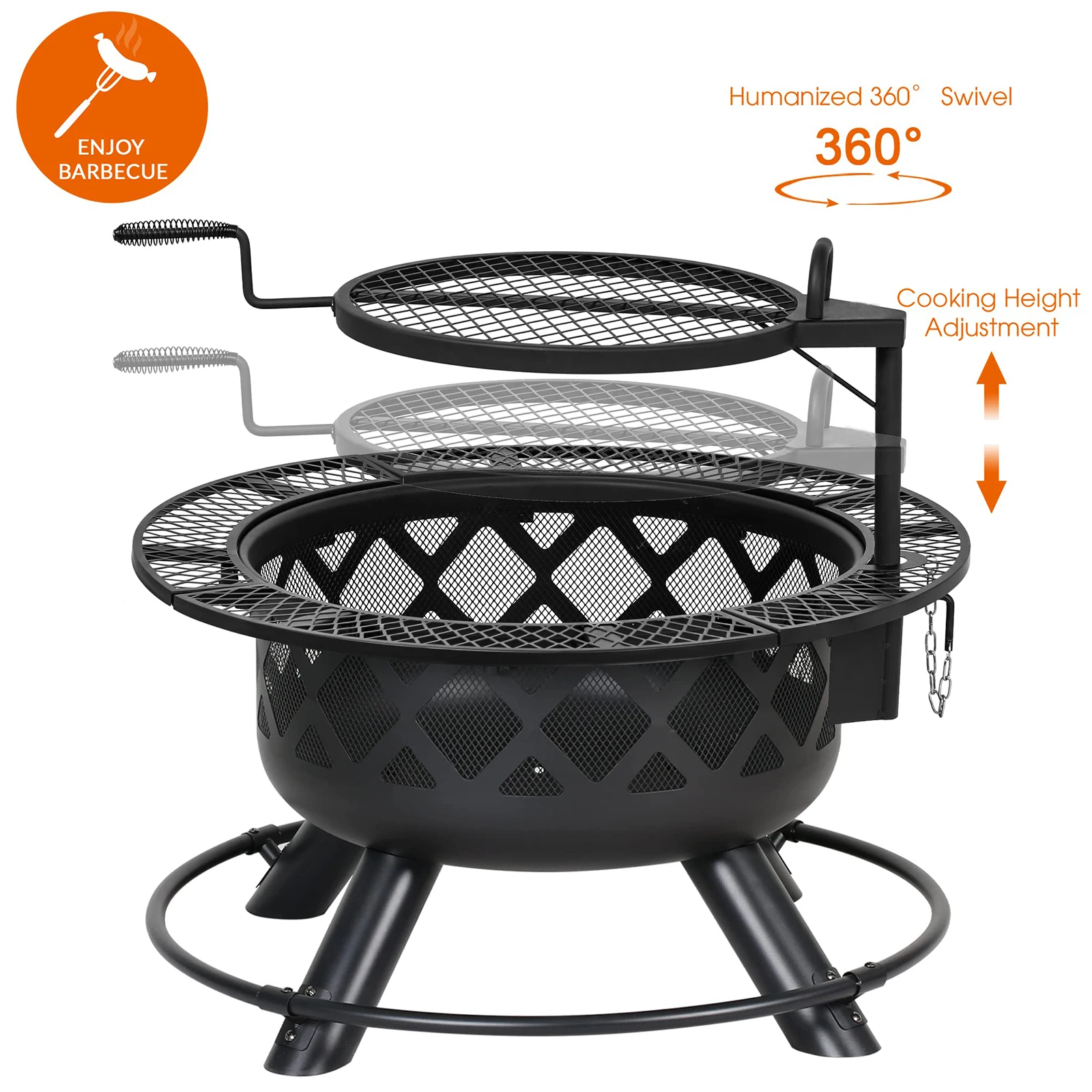Steel Fire Pit Outdoor Patio Furniture Set BBQ Grill Outdoor Table 3-in-1 3-5 People Flame Safety Device Silver Adjustable
Steel Fire Pit Outdoor Patio Furniture Set BBQ Grill Outdoor Table 3-in-1 3-5 People Flame Safety Device Silver Adjustable