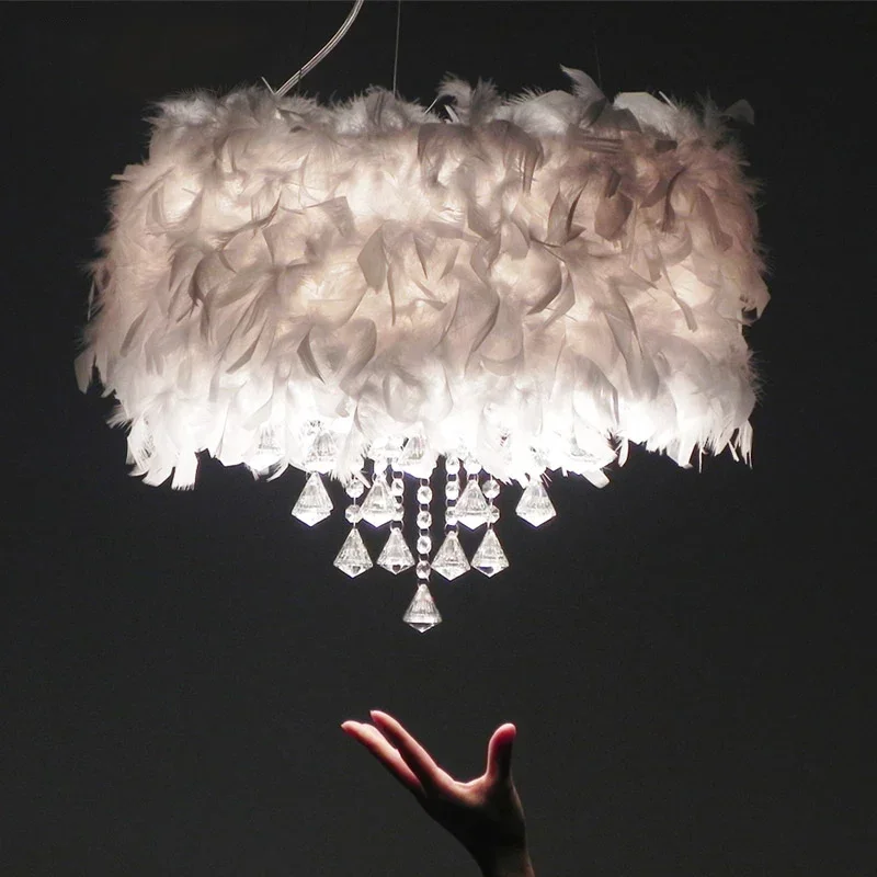 Postmodern crystal led chandelier restaurant Nordic table bar simple bedroom warm romantic children feather lamp
Postmodern crystal led chandelier restaurant Nordic table bar simple bedroom warm romantic children feather lamp