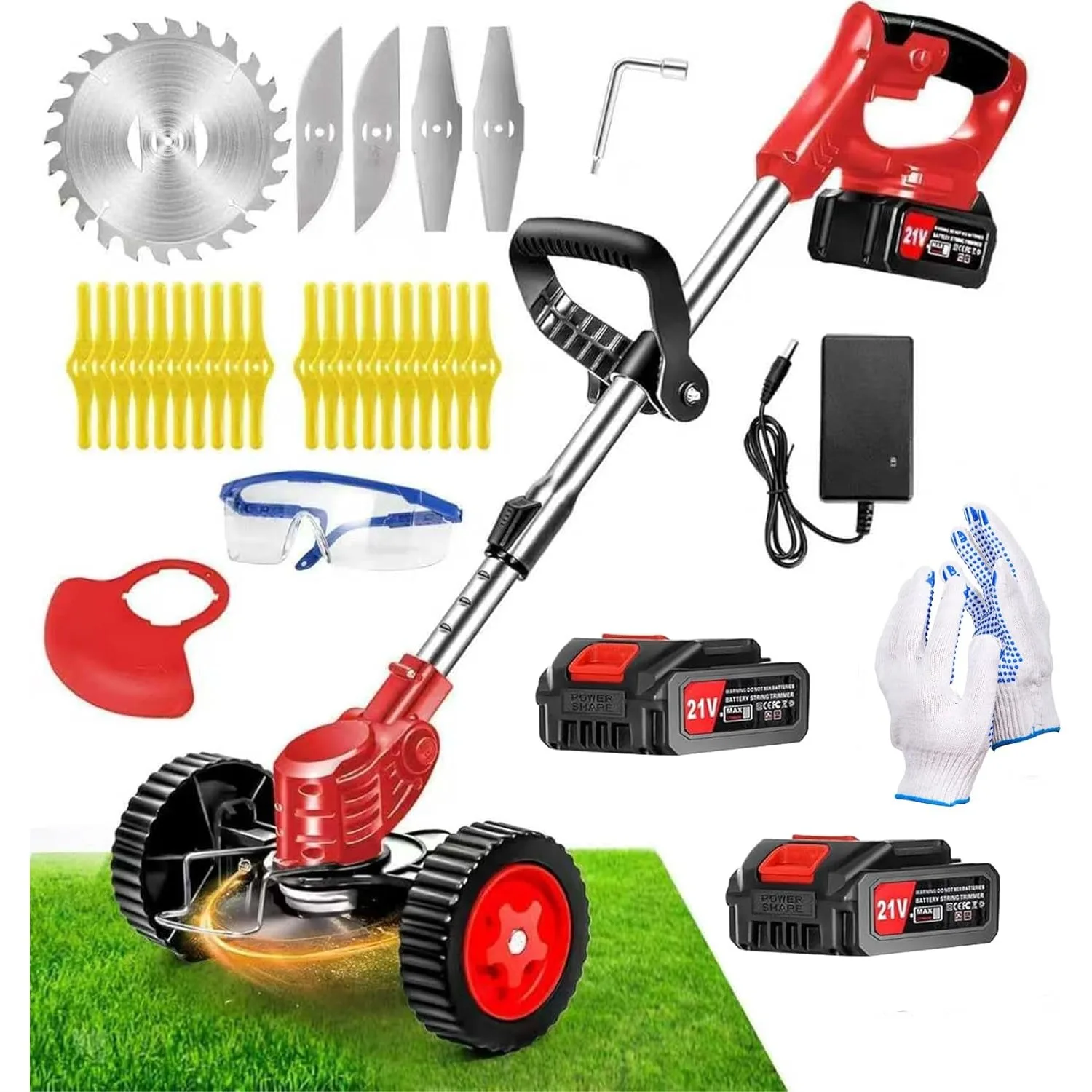 Cordless Weed Wacker, Electric Grass Trimmer 21V 2.0Ah Battery Powered Weed Trimmer, 3 in 1 Stringless Brush Cutter/Edger/Mower
Cordless Weed Wacker, Electric Grass Trimmer 21V 2.0Ah Battery Powered Weed Trimmer, 3 in 1 Stringless Brush Cutter/Edger/Mower