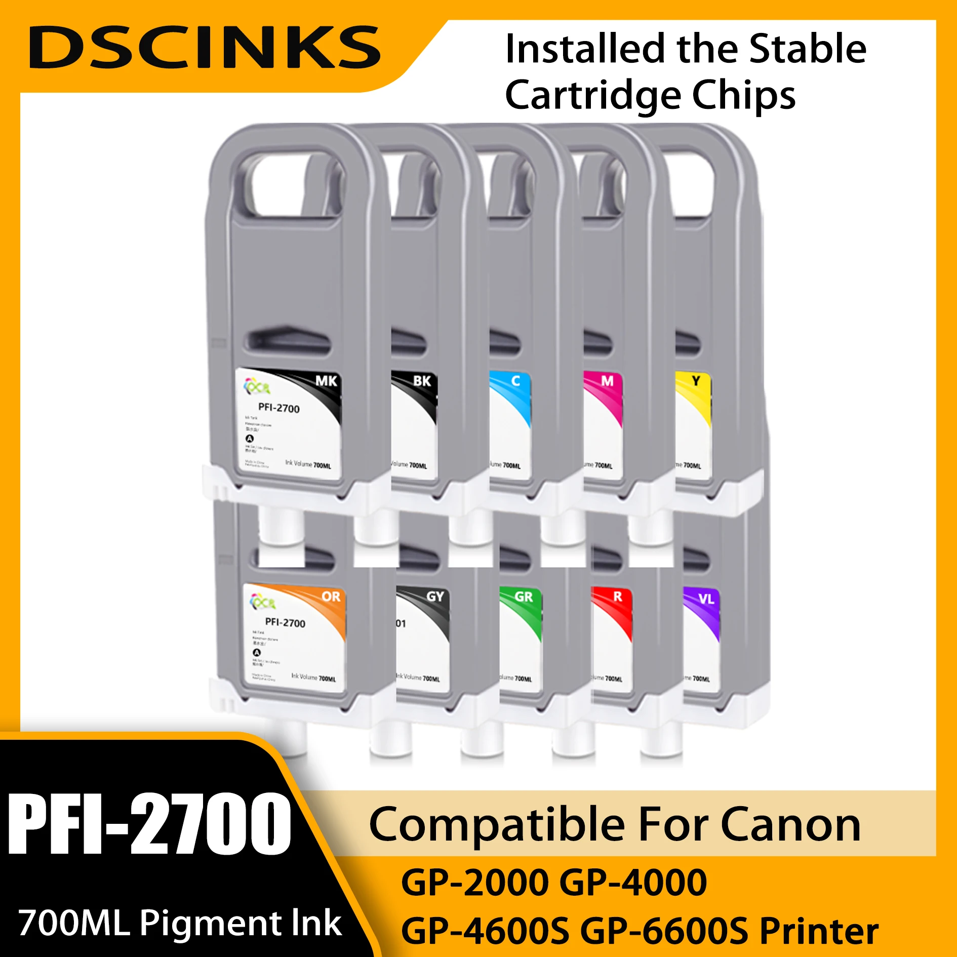 PFI-2700 700ml PFI2700 Compatible Ink Cartridge With Pigment Ink For Canon imagePROGRAF GP-2000 GP-4000 GP6600S GP2000 Printer
PFI-2700 700ml PFI2700 Compatible Ink Cartridge With Pigment Ink For Canon imagePROGRAF GP-2000 GP-4000 GP6600S GP2000 Printer