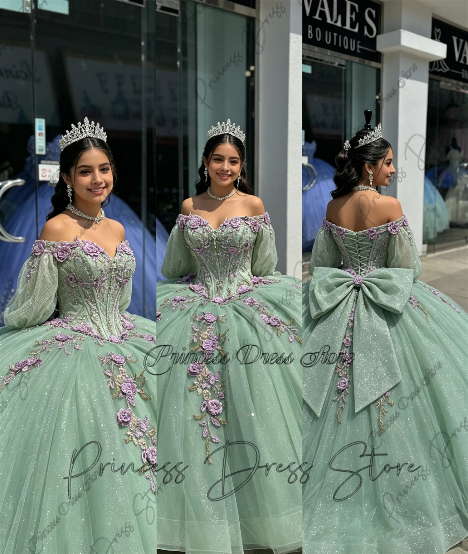 Sweet Shiny Ball Gown Quinceanera Dresses Applique Lace Beading Crystal Bow Tull Corset Sweet 16 Customized prom dresses 2026
Sweet Shiny Ball Gown Quinceanera Dresses Applique Lace Beading Crystal Bow Tull Corset Sweet 16 Customized prom dresses 2026