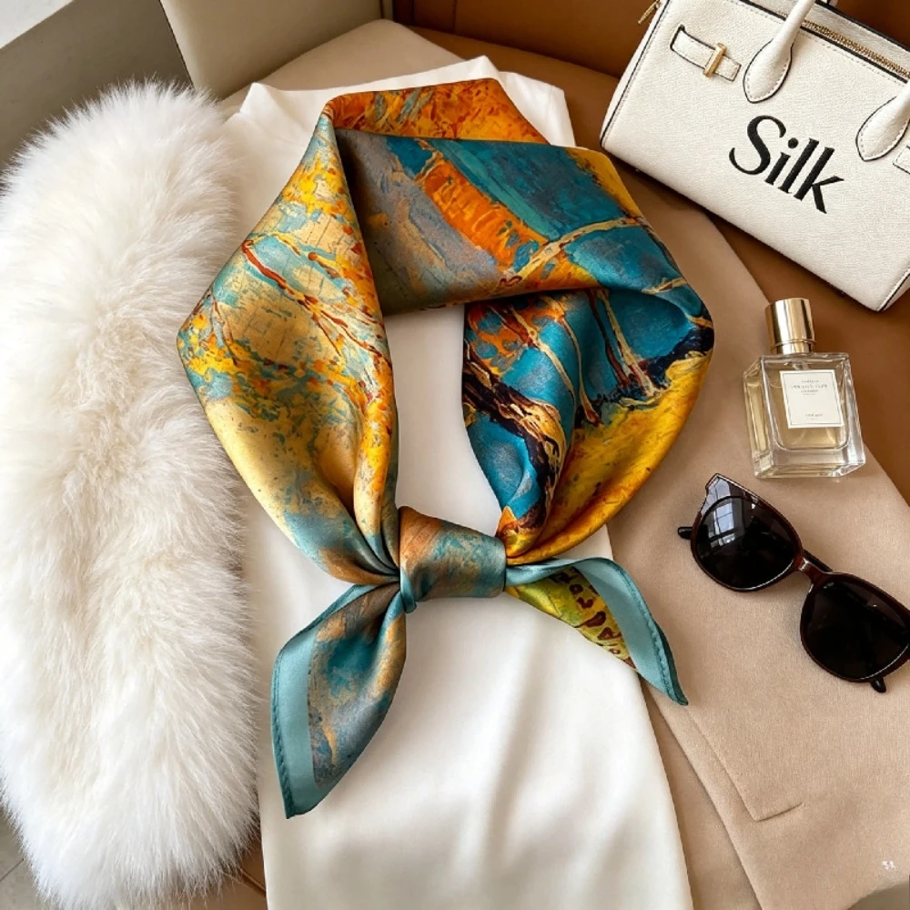 Mulberry Silk Scarf Small Square Scarf Women's Thin Sunshade Versatile Silk Scarf Green Oil Painting Series Korean Small Scarf
Mulberry Silk Scarf Small Square Scarf Women's Thin Sunshade Versatile Silk Scarf Green Oil Painting Series Korean Small Scarf