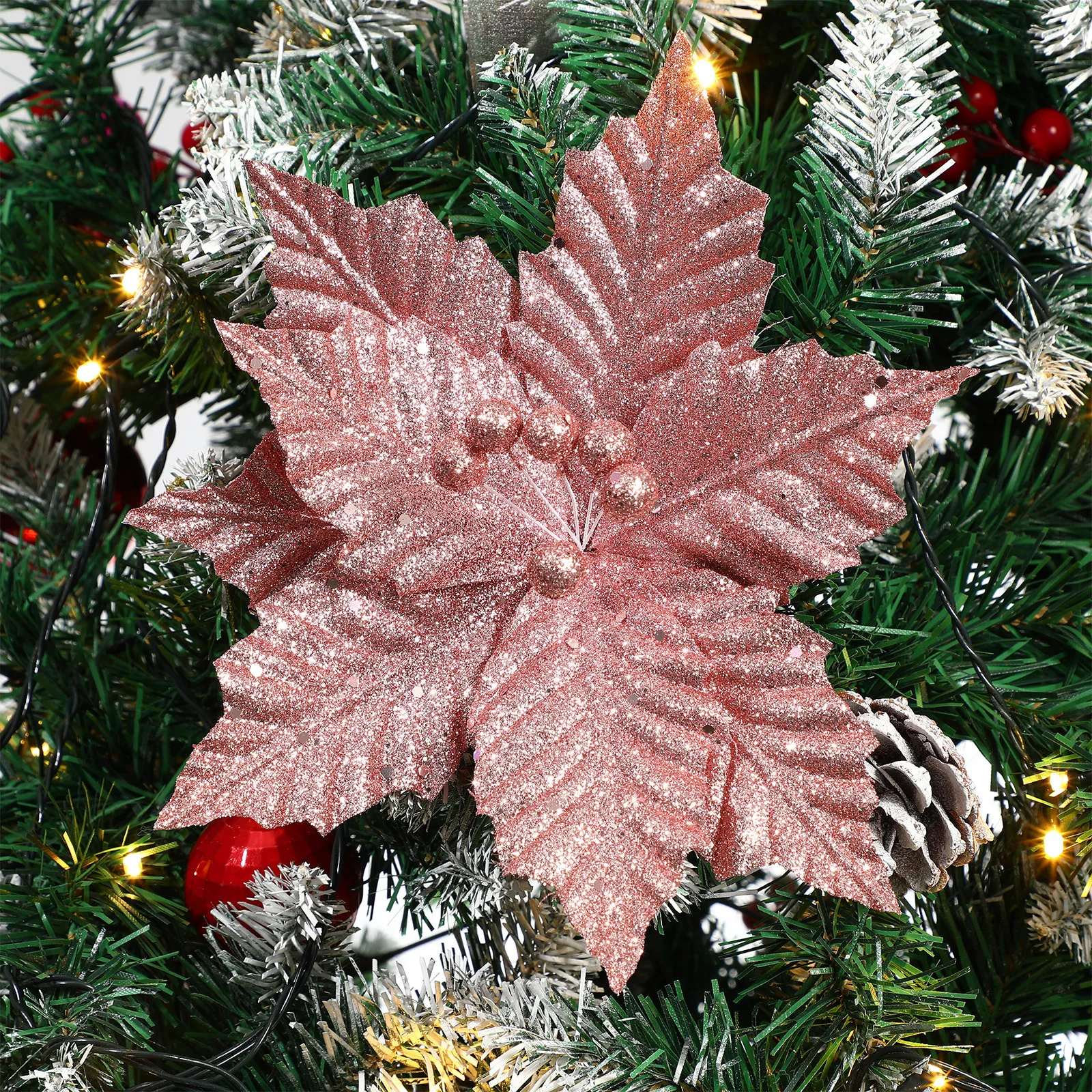 Poinsettias Artificial Christmas Flowers Decor Romantic Wedding Ornaments for Tree Decorations Decorative
Poinsettias Artificial Christmas Flowers Decor Romantic Wedding Ornaments for Tree Decorations Decorative