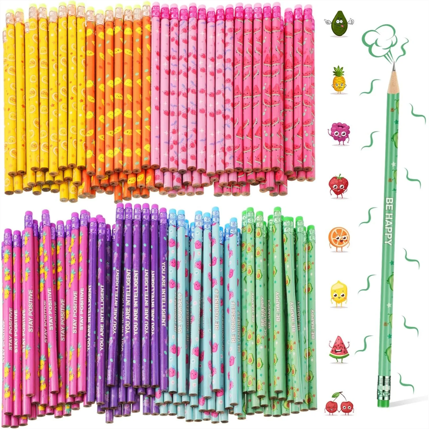300 Scented Pencils Bulk for Kids, Fruit Smelly Pencils with Erasers, Inspirational Wood Pencils for School Classroom Office
300 Scented Pencils Bulk for Kids, Fruit Smelly Pencils with Erasers, Inspirational Wood Pencils for School Classroom Office