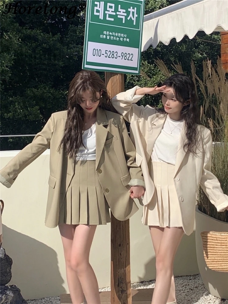 Horetong Spring Autumn Women's Korean fashion Single Breasted Blazer Pleated Skirt 2 Piece Outfit Set Casual Office Preppy Suit
Horetong Spring Autumn Women's Korean fashion Single Breasted Blazer Pleated Skirt 2 Piece Outfit Set Casual Office Preppy Suit