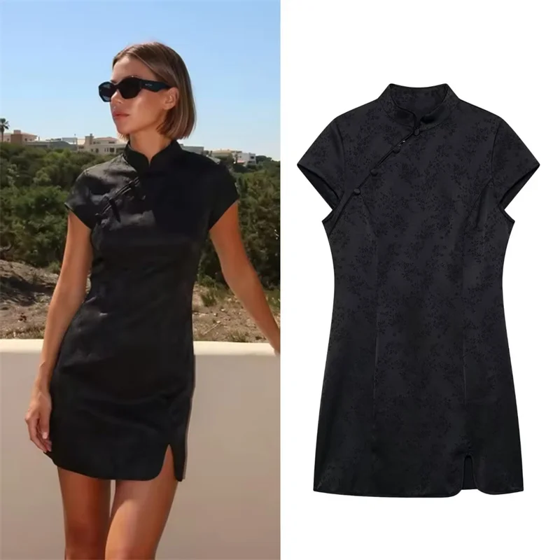 Women's Dress 2026 Summer New Style Black Short Sleeve Jacquard Chinese-style Short Dress Elegant and Fashionable
Women's Dress 2026 Summer New Style Black Short Sleeve Jacquard Chinese-style Short Dress Elegant and Fashionable