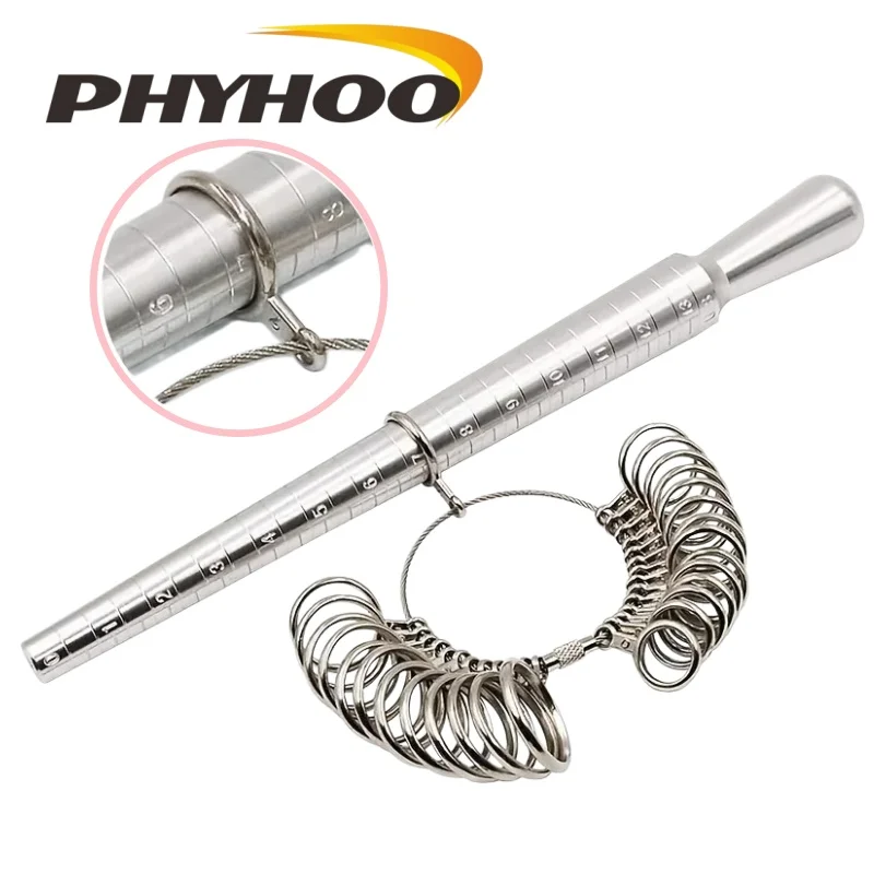 PHYHOO Professional Ring Sizing Mandrel Finger Gauge Tool Set Durable Metal Jewelry Making Kit with Accurate Measuring Gauge
PHYHOO Professional Ring Sizing Mandrel Finger Gauge Tool Set Durable Metal Jewelry Making Kit with Accurate Measuring Gauge