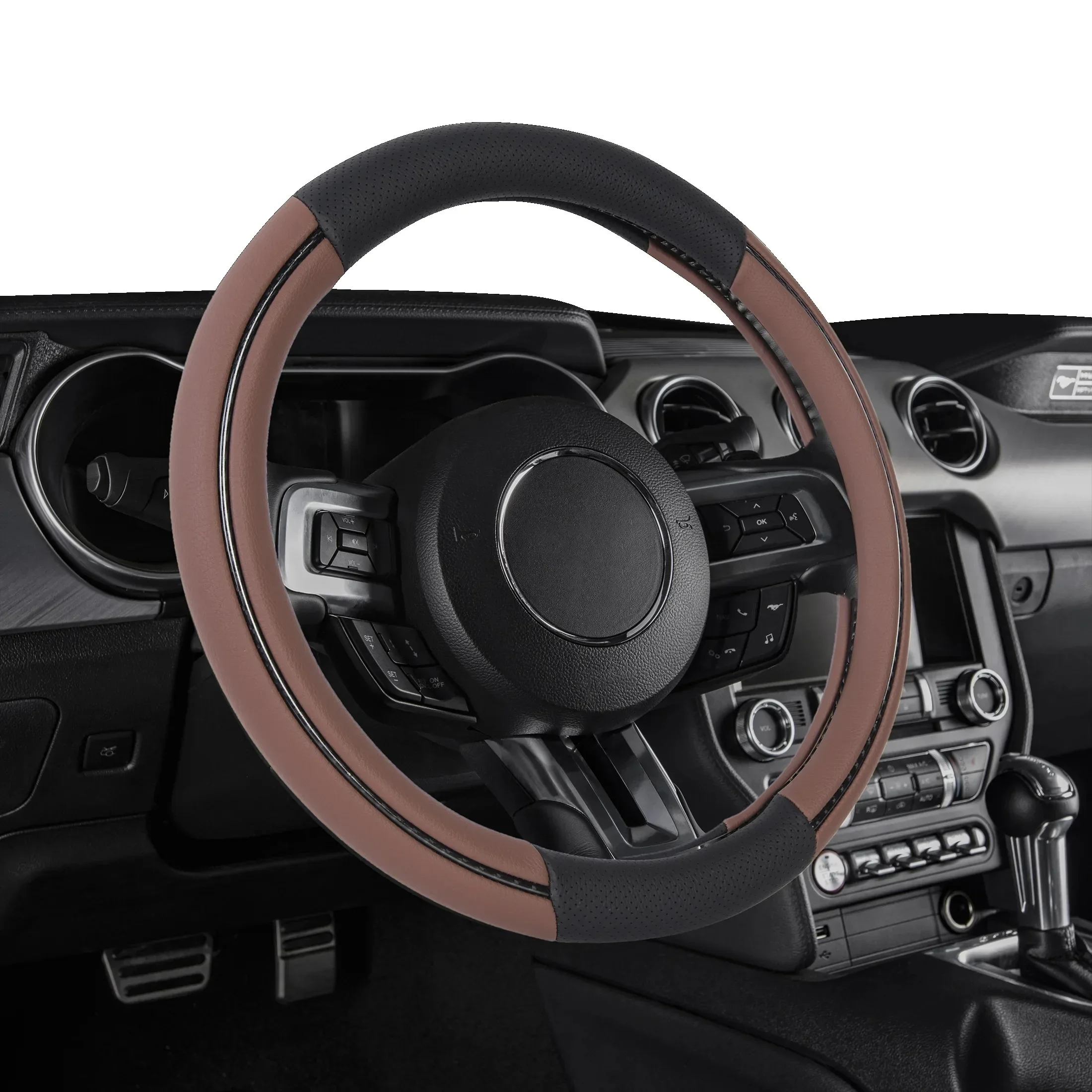 Чехол на руль из углеродного волокна с автоматическим приводом, коричневый, искусственная кожа, набор из 1 шт., универсальный, подходит для седанов, внедорожников 
Чехол на руль из углеродного волокна с автоматическим приводом, коричневый, искусственная кожа, набор из 1 шт., универсальный, подходит для седанов, внедорожников