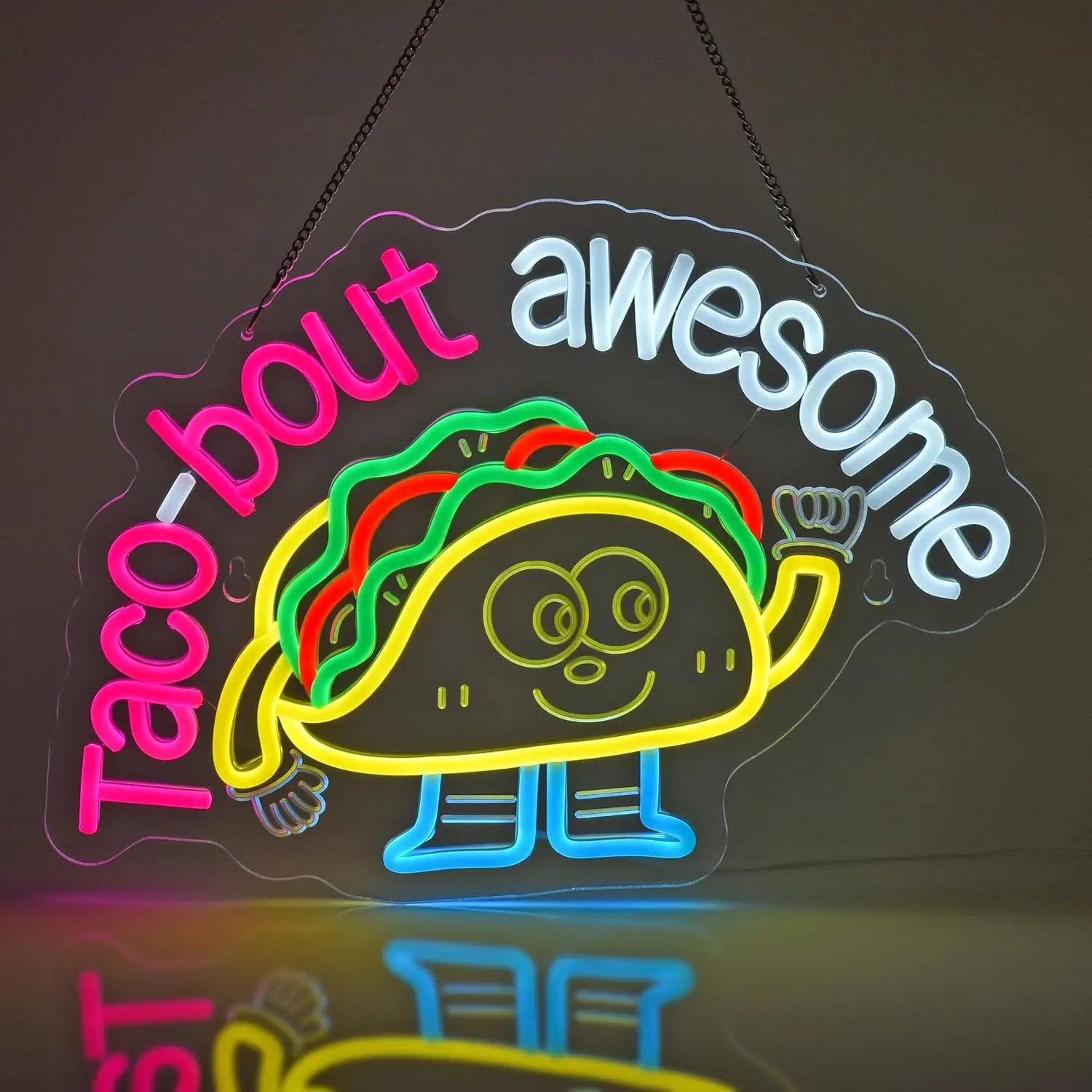 Taco-Bout Awesome Neon Sign USB LED Light for Restaurant Shop House Bar Cafe Party Dorm Bedroom Decoration personnalisé Gift
Taco-Bout Awesome Neon Sign USB LED Light for Restaurant Shop House Bar Cafe Party Dorm Bedroom Decoration personnalisé Gift