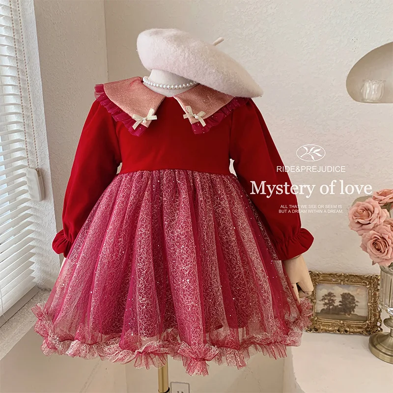 Girls' Dress Autumn Winter New Style2025Children's Red New Year Dress Baby Girl Puffy Tulle Princess Dress
Girls' Dress Autumn Winter New Style2025Children's Red New Year Dress Baby Girl Puffy Tulle Princess Dress