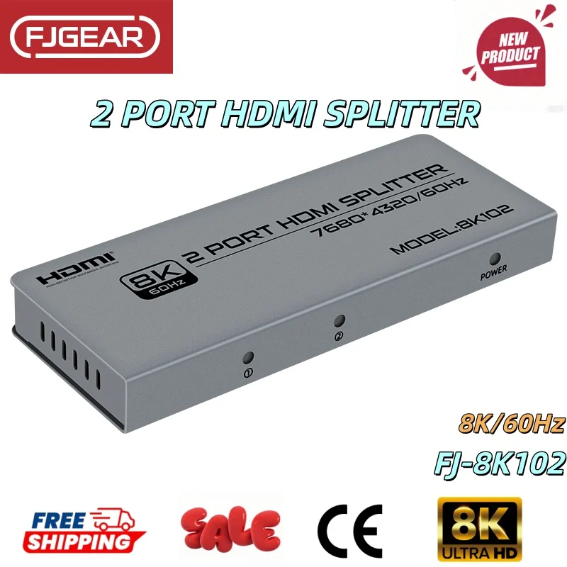 FJGEAR 8K HDMI Splitter 4K144Hz 2 In 1 Out for TV Xiaomi Xbox SeriesX PS5 HDMI Cable Monitor Projector HDMI 2.1 Switch Switcher
FJGEAR 8K HDMI Splitter 4K144Hz 2 In 1 Out for TV Xiaomi Xbox SeriesX PS5 HDMI Cable Monitor Projector HDMI 2.1 Switch Switcher