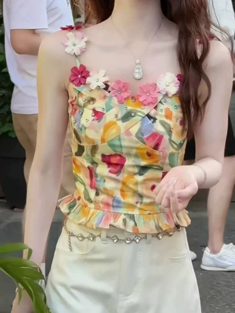 Женский летний топ на бретельках с цветочной дрелью для ногтей, новый облегающий топ для похудения, чистое желание, пикантная девушка
Женский летний топ на бретельках с цветочной дрелью для ногтей, новый облегающий топ для похудения, чистое желание, пикантная девушка