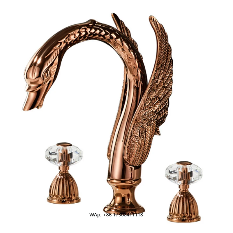 Luxury European Brass 3 Hole Crystal Double Handle Rose Gold Swan Shape Elegant Ceramic Valve Pool Metering Basin Faucet
Luxury European Brass 3 Hole Crystal Double Handle Rose Gold Swan Shape Elegant Ceramic Valve Pool Metering Basin Faucet